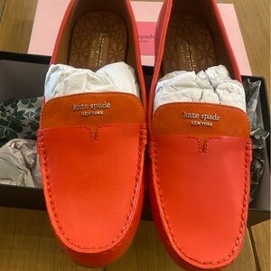 Kate Spade Women’s Orange Loafers Tamarillo Driving Flat New Shoes in Box 9.5